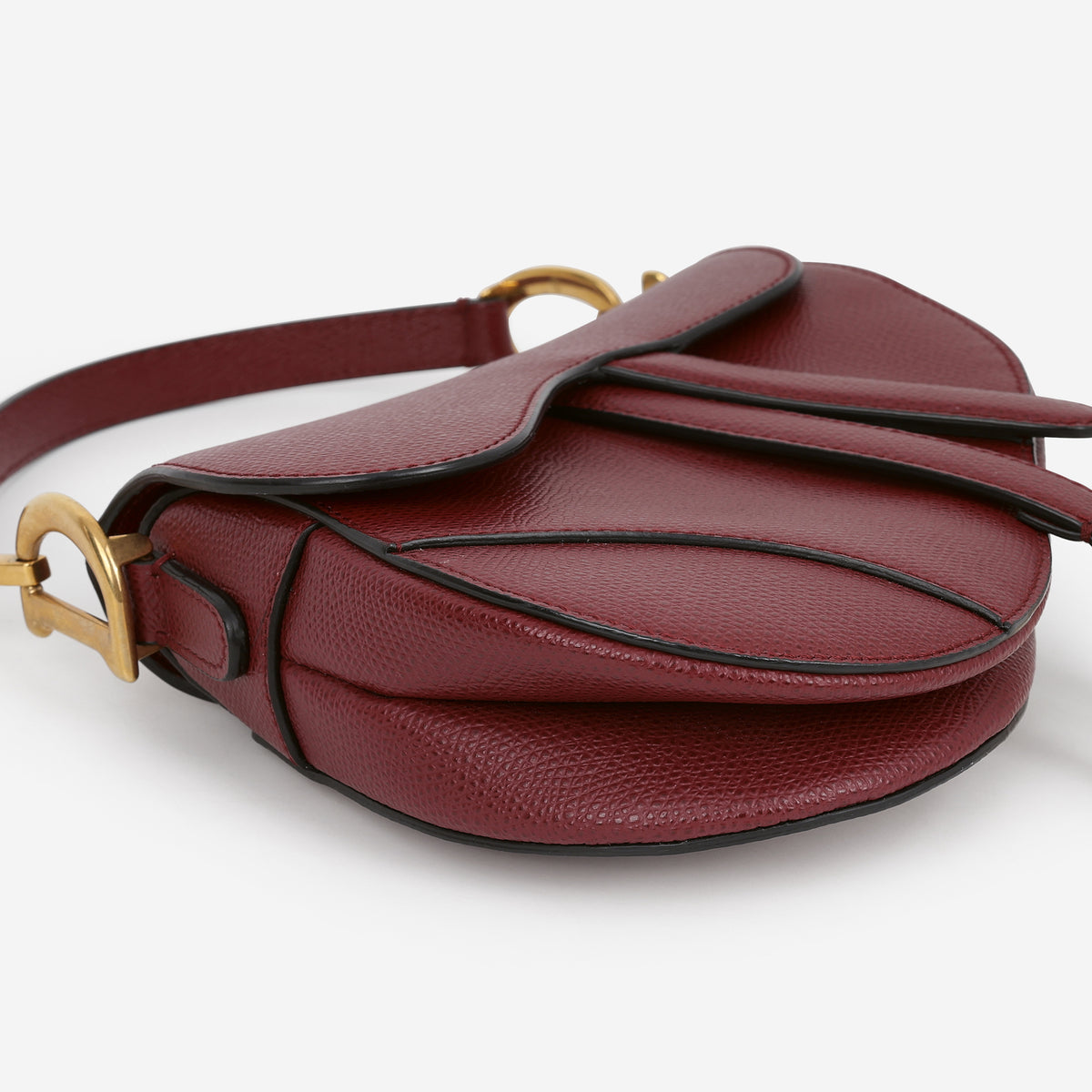 Dior Mini Saddle Bag - Burgundy Grained Calfskin | Gold Hardware
