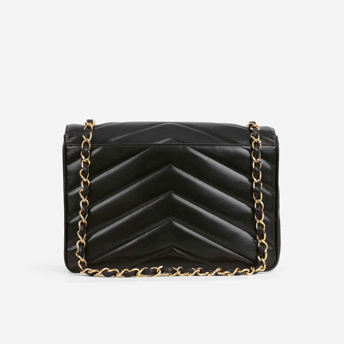 Chanel Vintage Jumbo Chevron Flap - Black Lambskin | Gold Hardware