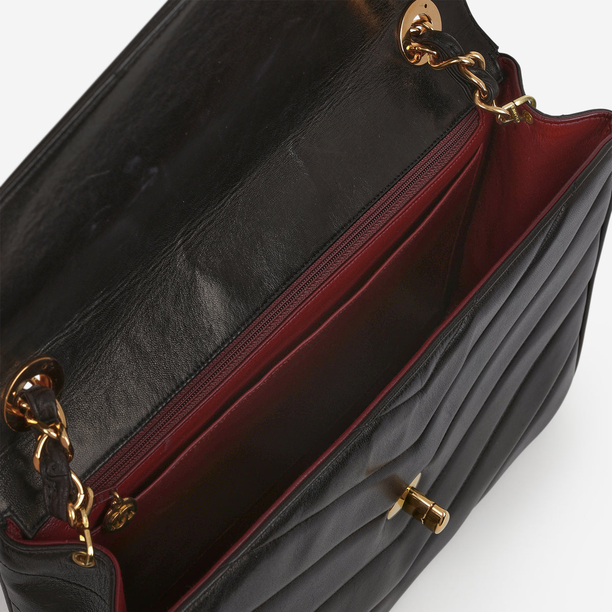 Chanel Vintage Jumbo Chevron Flap - Black Lambskin | Gold Hardware