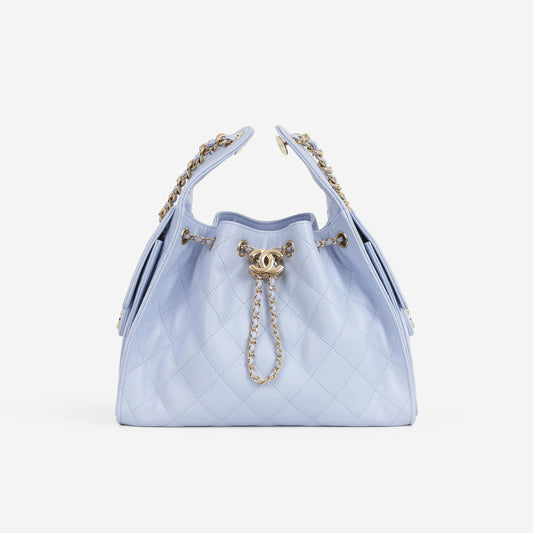 Chanel Small 25 Hobo - Light Blue Caviar | Polished Gold Hardware