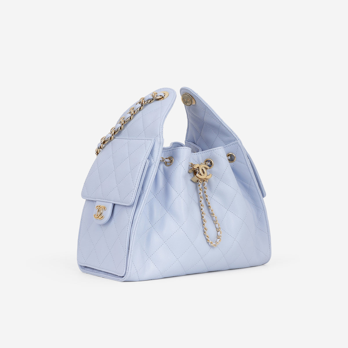 Chanel Small 25 Hobo - Light Blue Caviar | Polished Gold Hardware