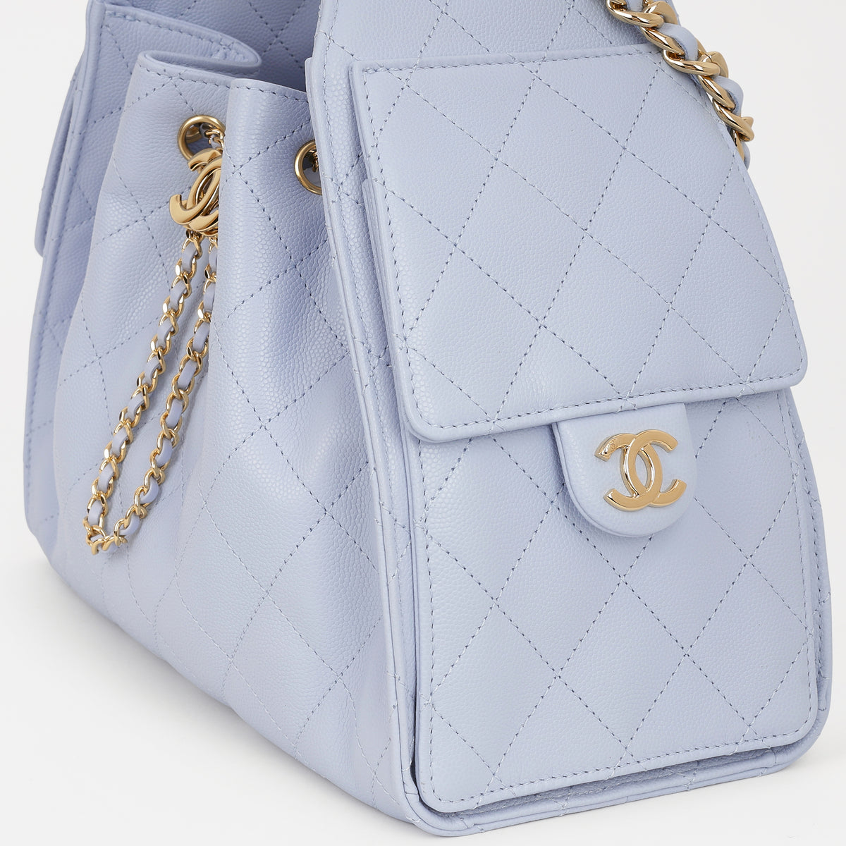 Chanel Small 25 Hobo - Light Blue Caviar | Polished Gold Hardware