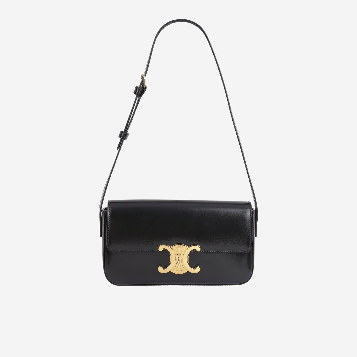 Celine Triomphe Claude - Black Shiny Calfskin | Gold Hardware