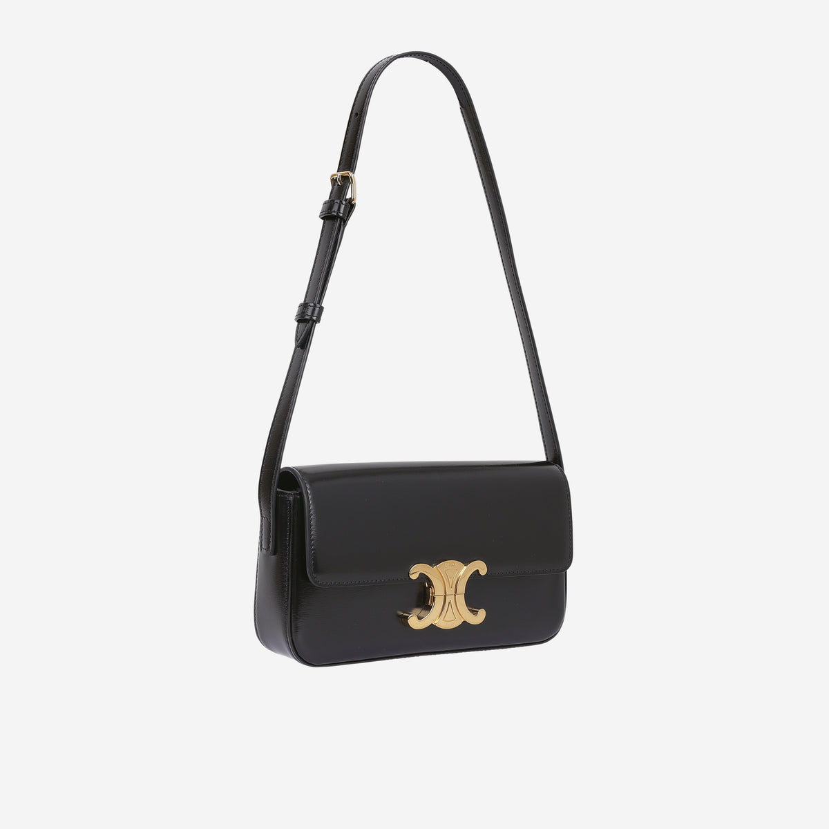 Celine Triomphe Claude - Black Shiny Calfskin | Gold Hardware