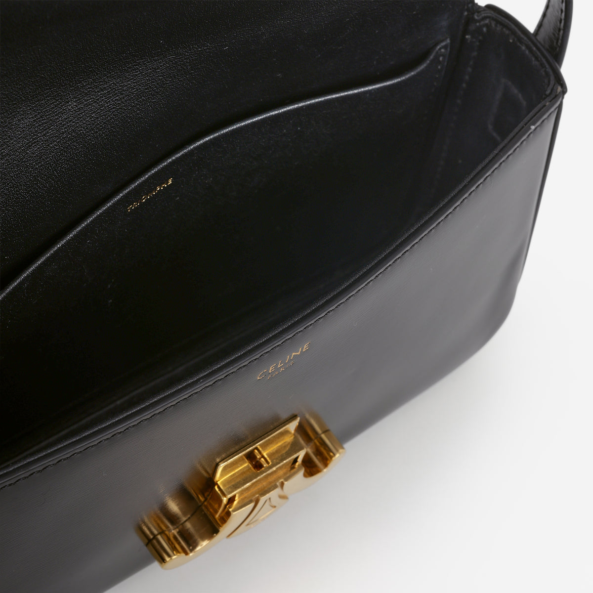 Celine Triomphe Claude - Black Shiny Calfskin | Gold Hardware