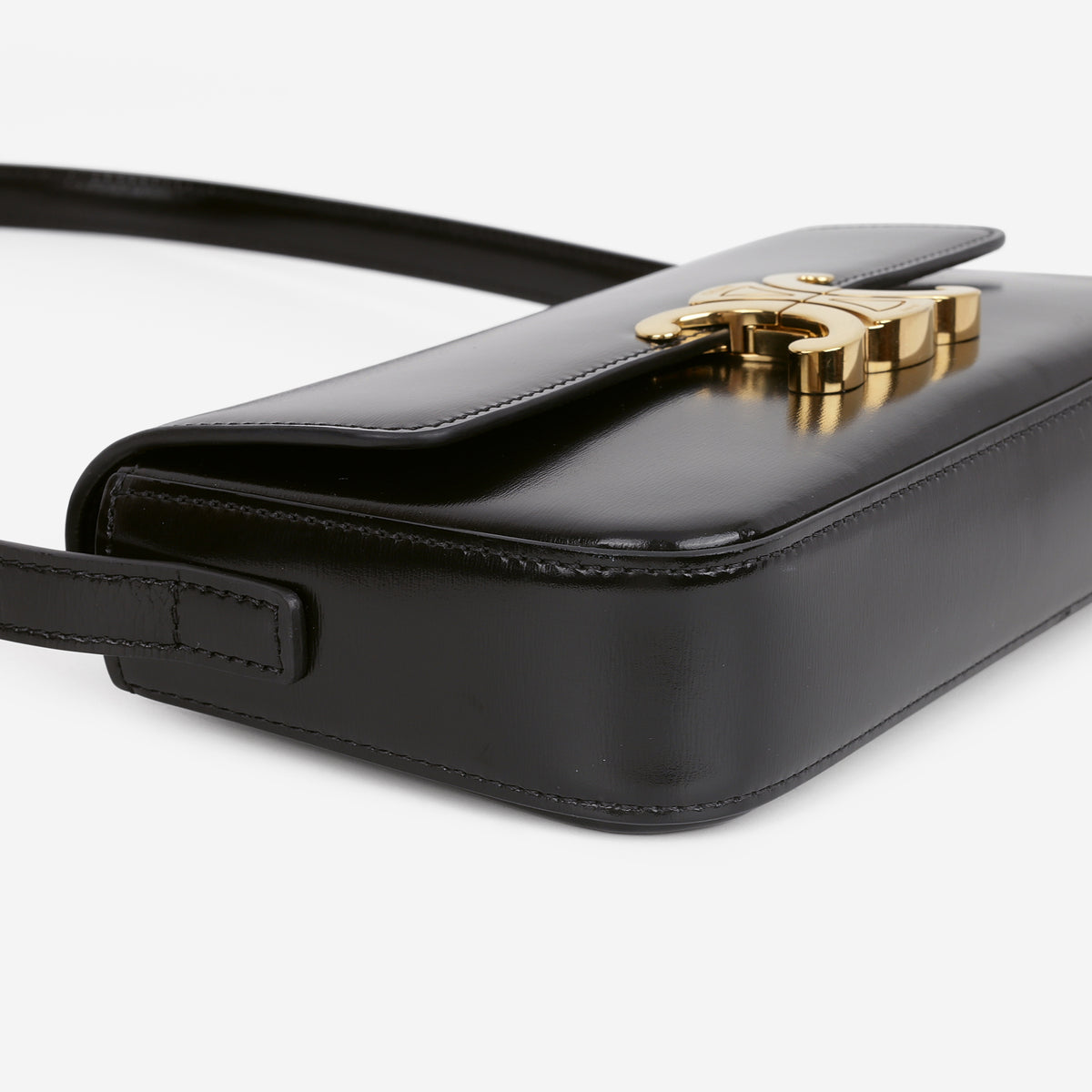 Celine Triomphe Claude - Black Shiny Calfskin | Gold Hardware