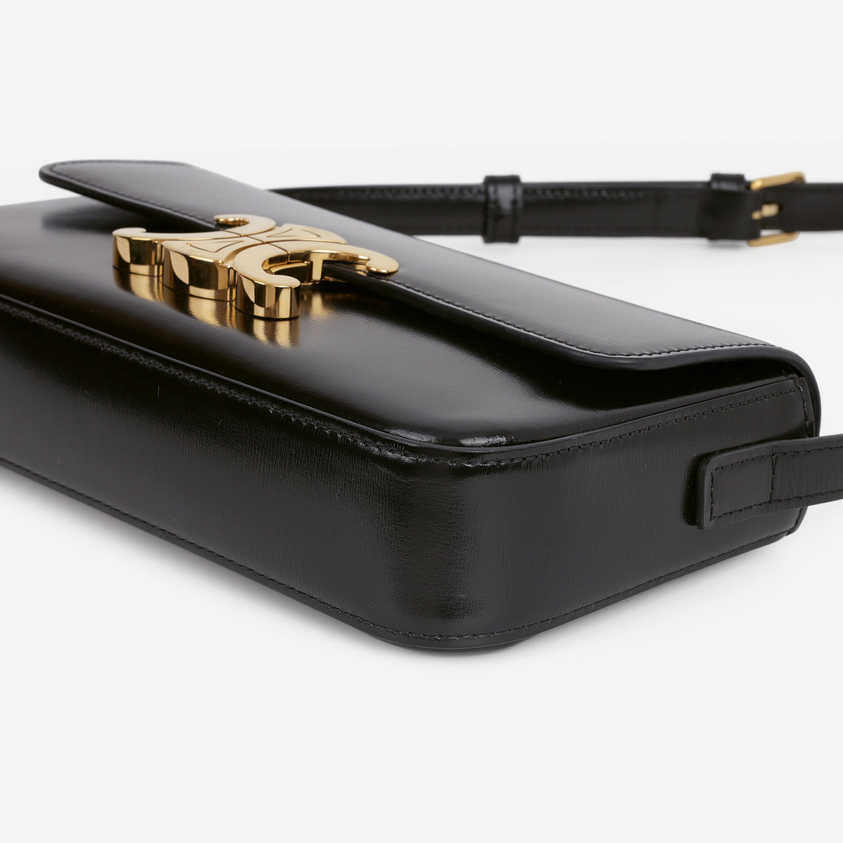 Celine Triomphe Claude - Black Shiny Calfskin | Gold Hardware