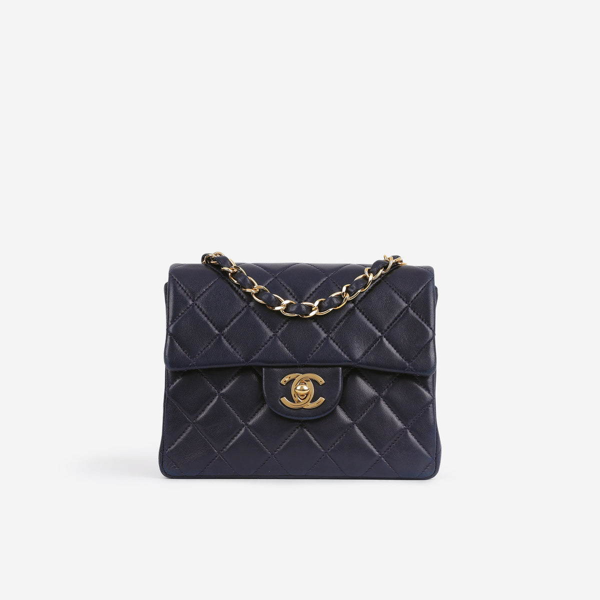 Chanel Vintage Mini Square Flap - Navy Lambskin | Gold Hardware
