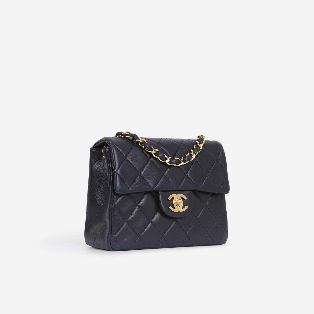 Chanel Vintage Mini Square Flap - Navy Lambskin | Gold Hardware