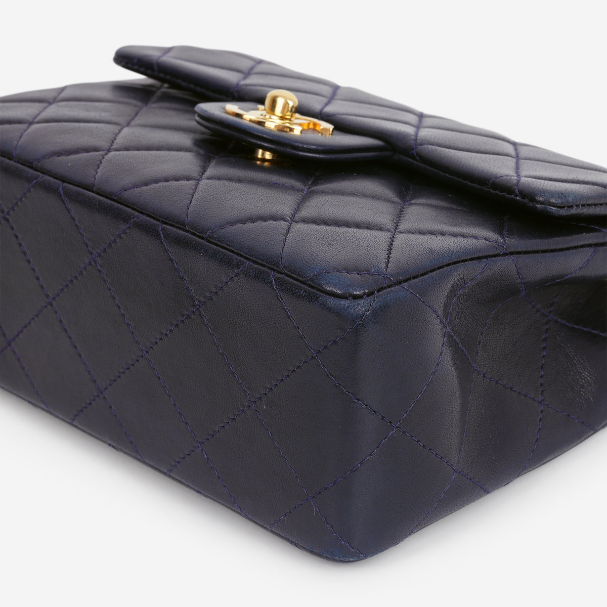 Chanel Vintage Mini Square Flap - Navy Lambskin | Gold Hardware