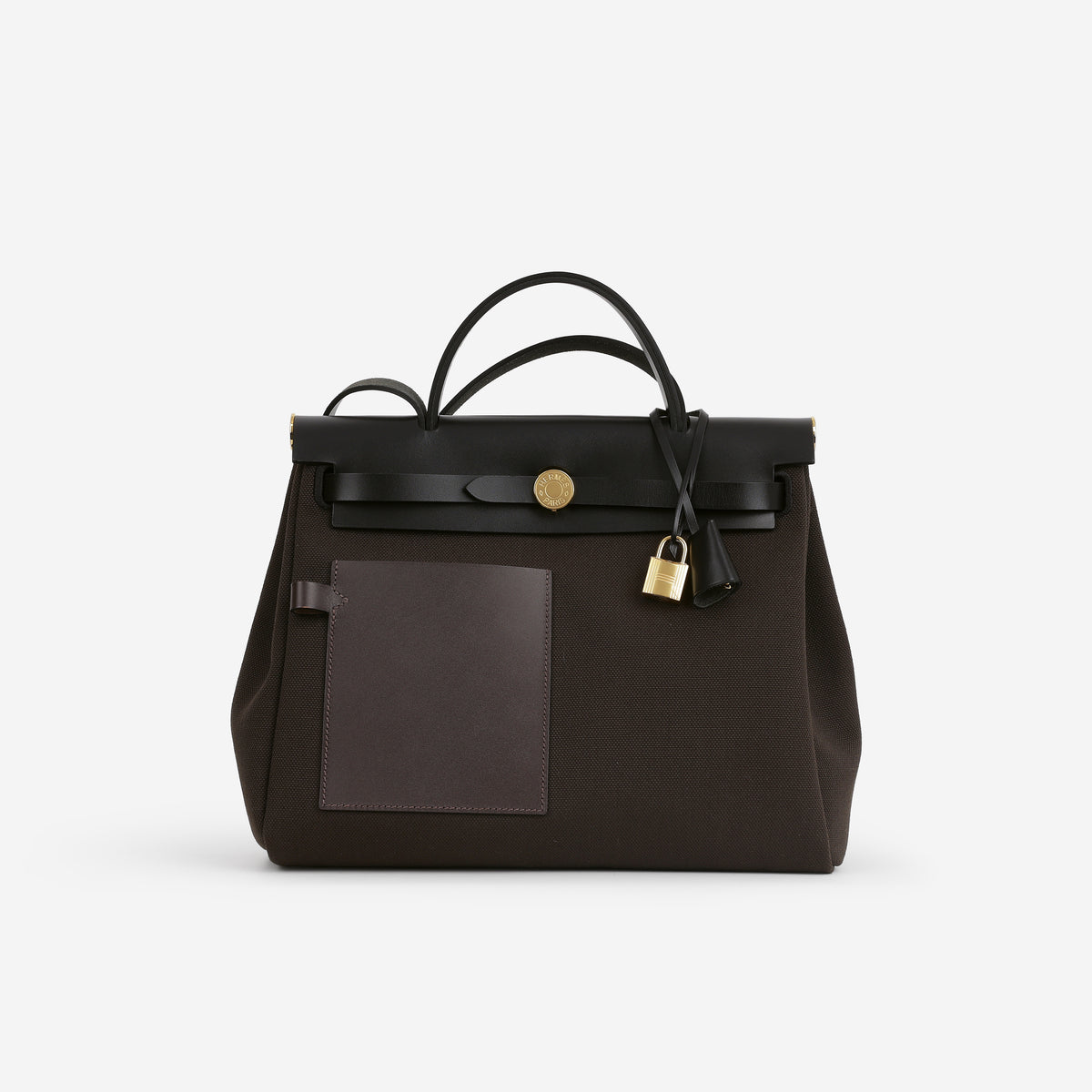 Hermès Herbag 31 Pocket - Bai Brun Toile / Ebene Pocket / Noir Hunter | Palladium Hardware - Bagista