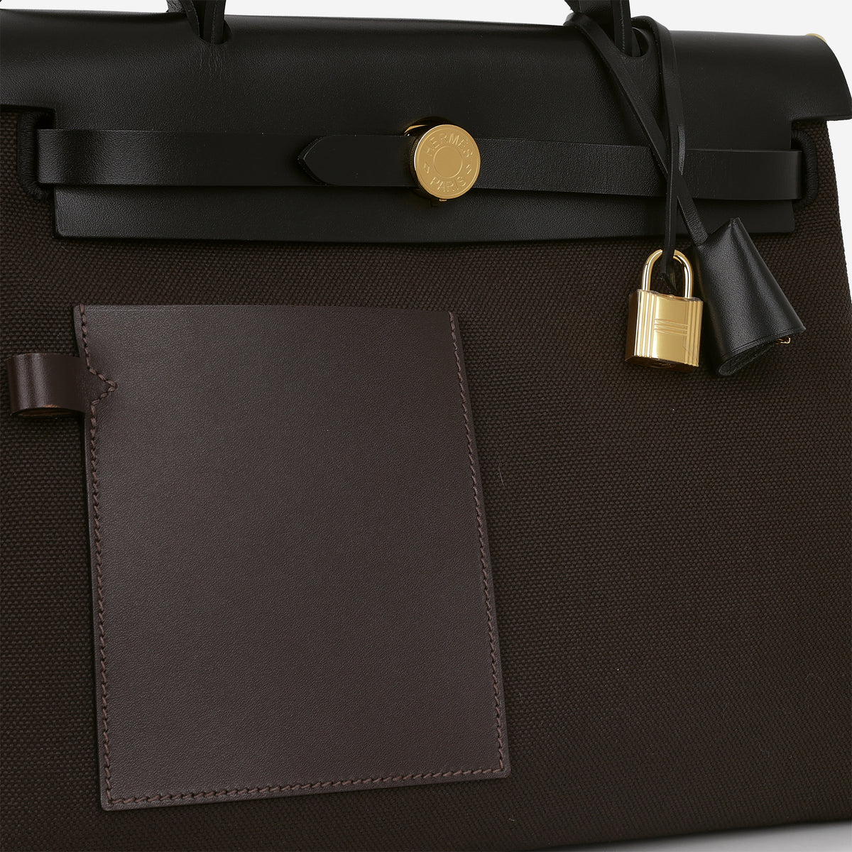 Hermès Herbag 31 Pocket - Bai Brun Toile / Ebene Pocket / Noir Hunter | Palladium Hardware - Bagista
