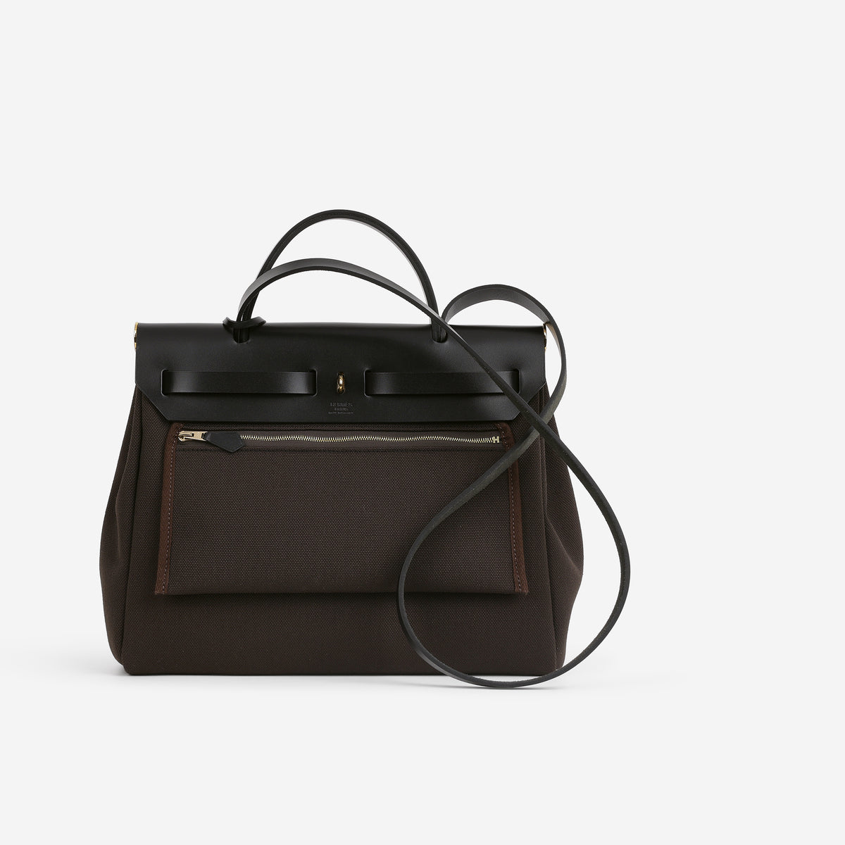 Hermès Herbag 31 Pocket - Bai Brun Toile / Ebene Pocket / Noir Hunter | Palladium Hardware - Bagista