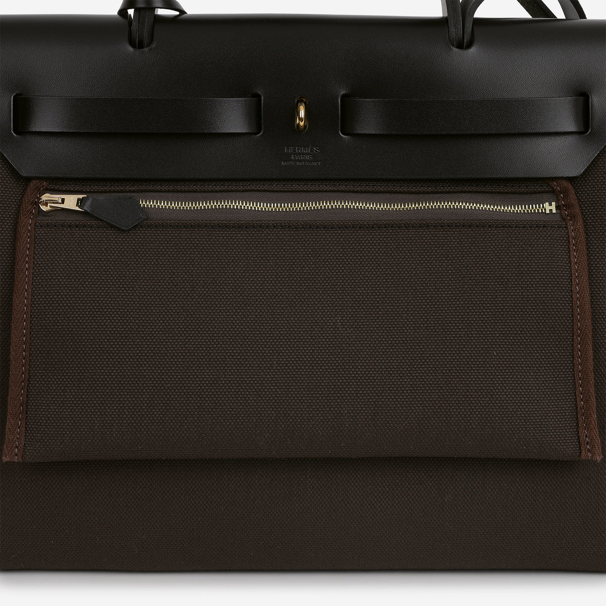 Hermès Herbag 31 Pocket - Bai Brun Toile / Ebene Pocket / Noir Hunter | Palladium Hardware - Bagista