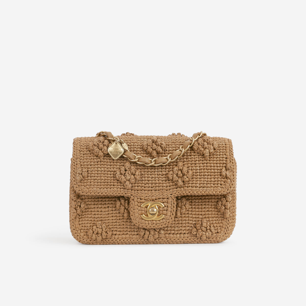 Chanel 24P Small Dolce Flap - Beige Braided Raffia | Aged Gold Hardware