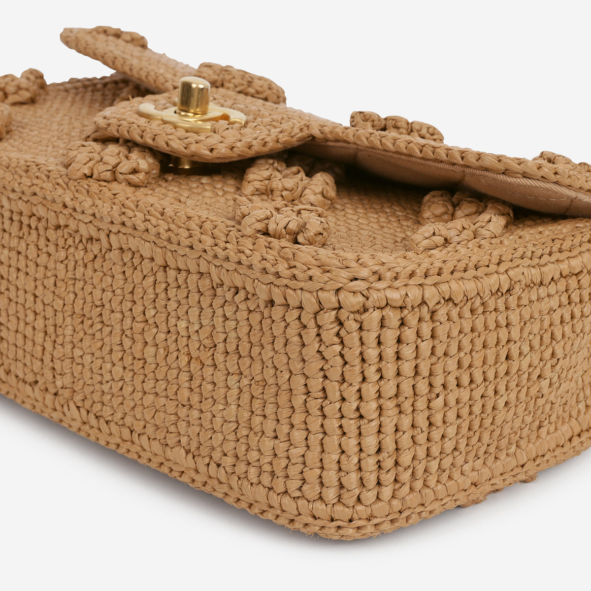 Chanel 24P Small Dolce Flap - Beige Braided Raffia | Aged Gold Hardware