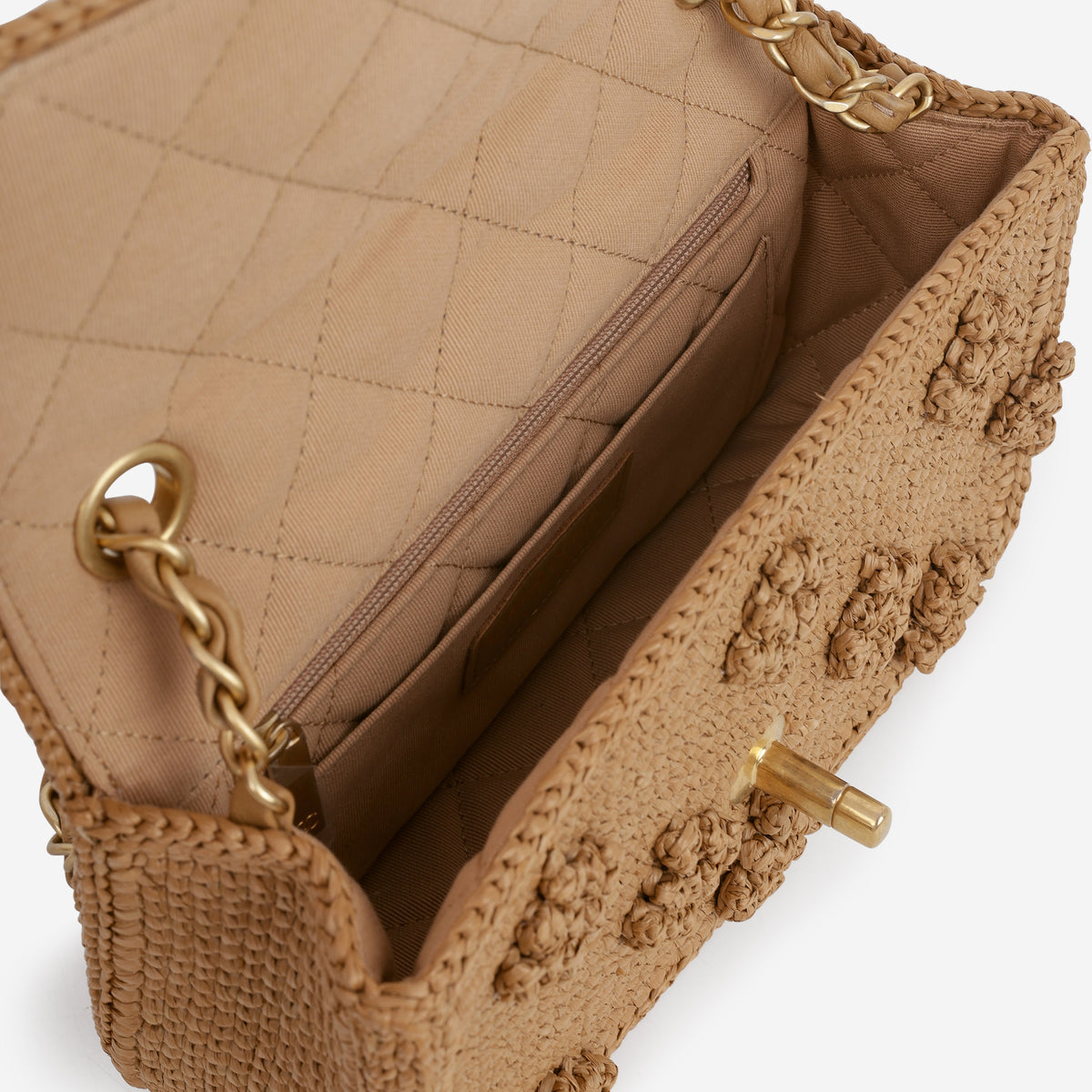 Chanel 24P Small Dolce Flap - Beige Braided Raffia | Aged Gold Hardware