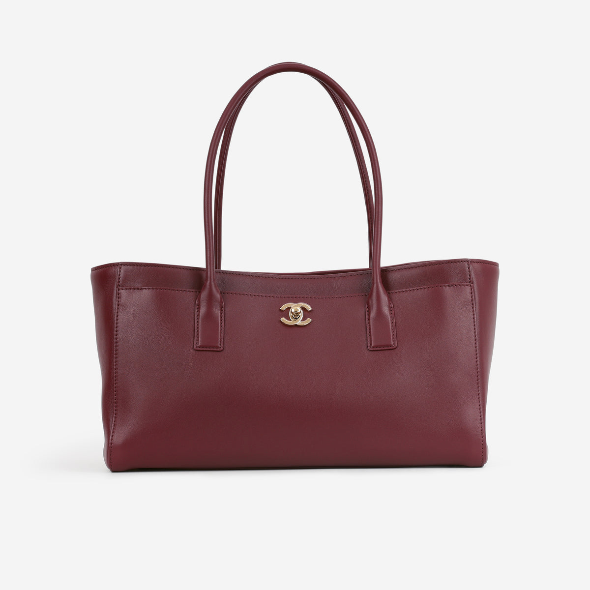 Chanel Small Tote - Dark Burgundy Smooth Calfskin | Aged Gold Hardware