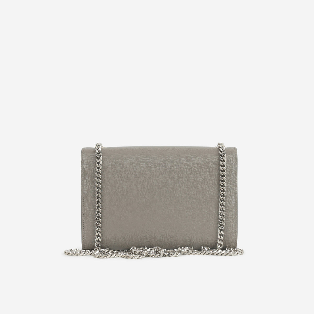 Saint Laurent Small Kate Clutch - Grey Grained Calfskin | Silver Hardware
