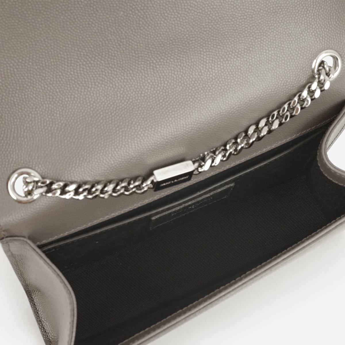 Saint Laurent Small Kate Clutch - Grey Grained Calfskin | Silver Hardware