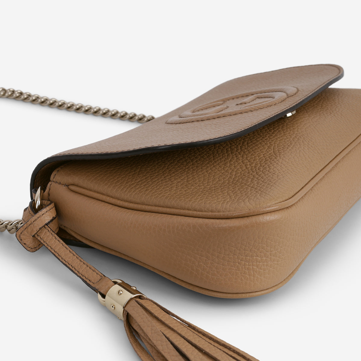 Gucci Medium Soho Chain Flap - Beige Taurillon | Champagne Gold Hardware