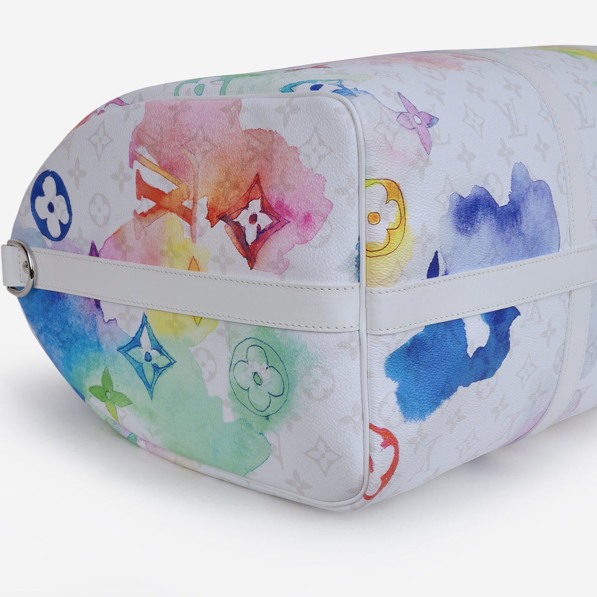 Louis Vuitton Virgil Abloh Keepall 50 - White Watercolour Monogram Canvas | Silver Hardware