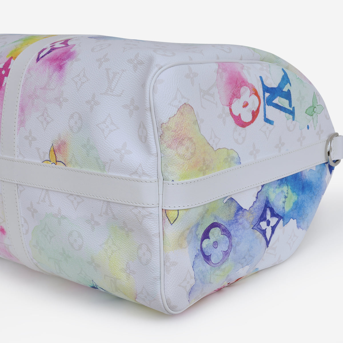 Louis Vuitton Virgil Abloh Keepall 50 - White Watercolour Monogram Canvas | Silver Hardware