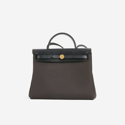 Hermés Herbag 31 - Ebene Toile Militaire / Noir Hunter | Gold Hardware