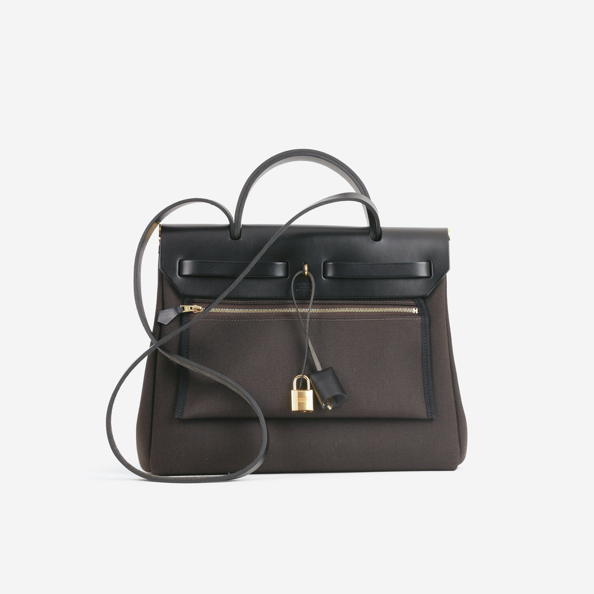 Hermés Herbag 31 - Ebene Toile Militaire / Noir Hunter | Gold Hardware