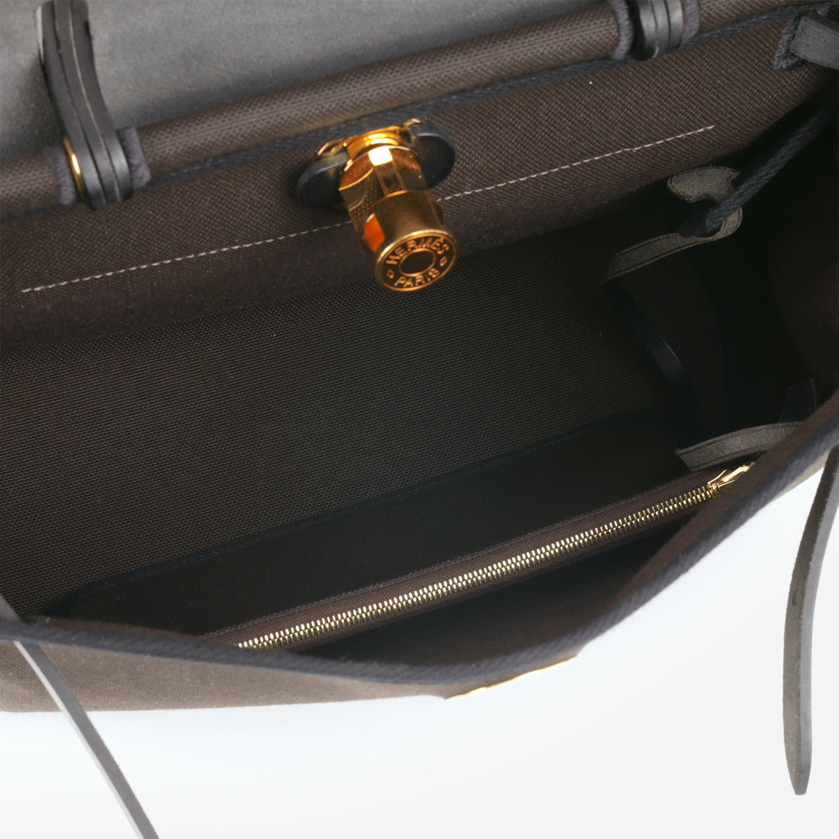 Hermés Herbag 31 - Ebene Toile Militaire / Noir Hunter | Gold Hardware
