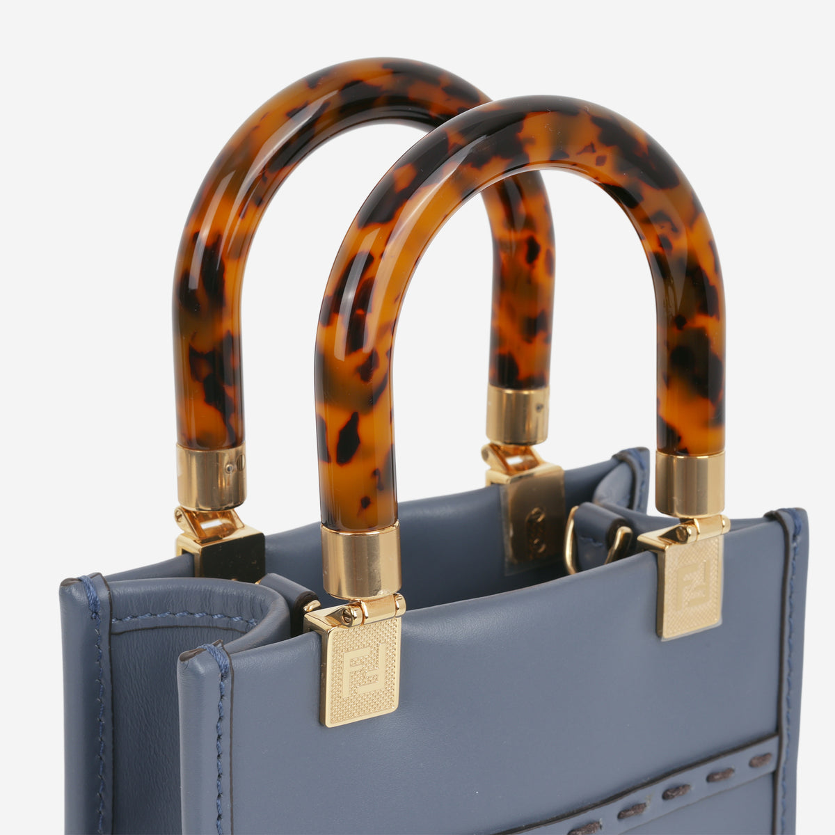 Fendi Mini Sunshine Tote - Blue Calfskin | Gold Hardware