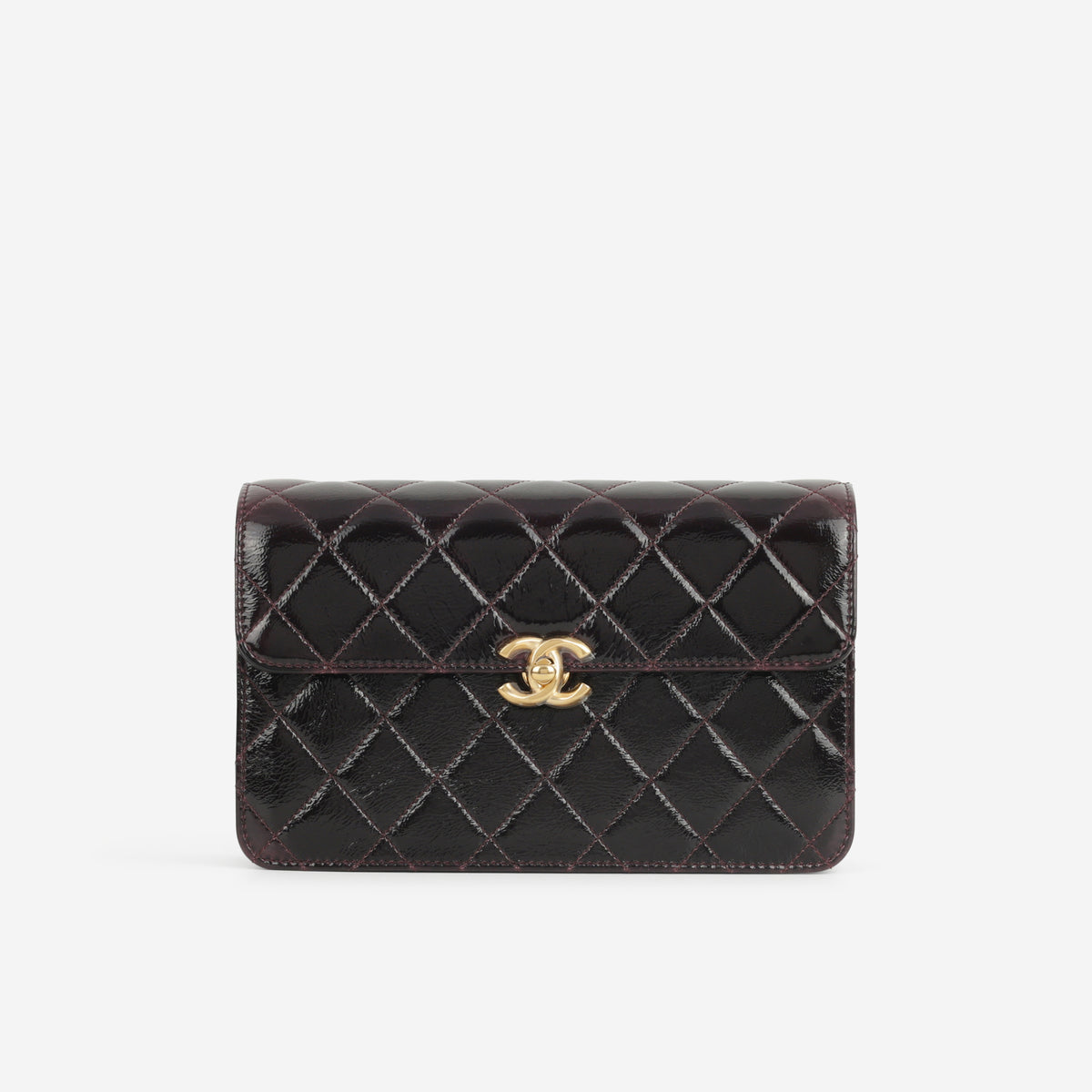 Chanel 25A Mini Flap - Plum Glazed Calfskin | Aged Gold Hardware