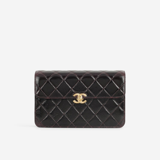Chanel 25A Mini Flap - Plum Glazed Calfskin | Aged Gold Hardware