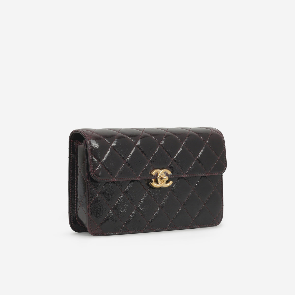 Chanel 25A Mini Flap - Plum Glazed Calfskin | Aged Gold Hardware