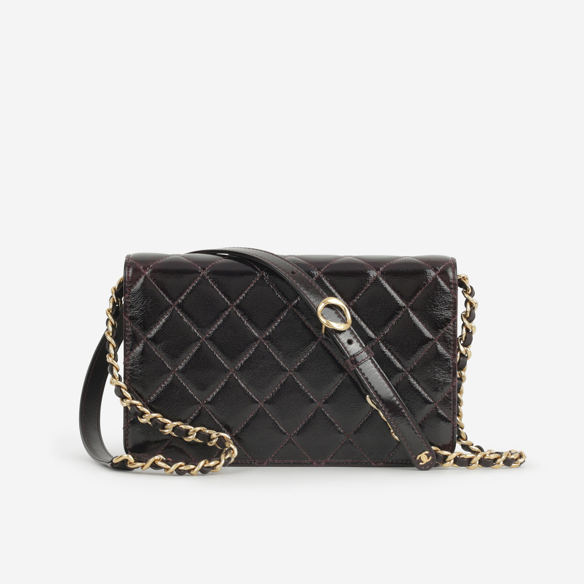 Chanel 25A Mini Flap - Plum Glazed Calfskin | Aged Gold Hardware