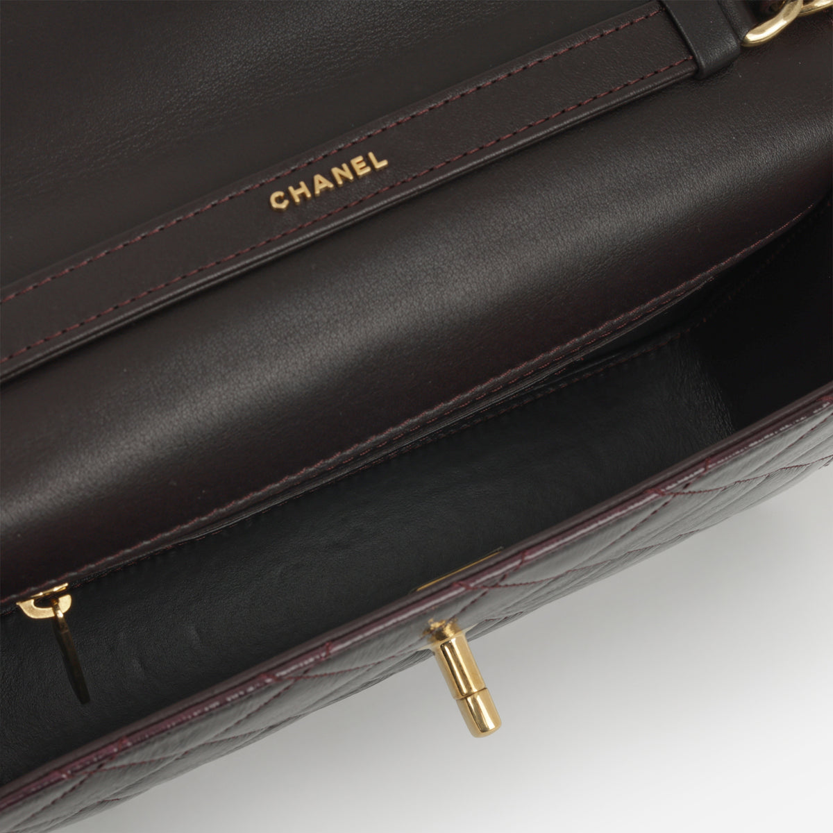 Chanel 25A Mini Flap - Plum Glazed Calfskin | Aged Gold Hardware