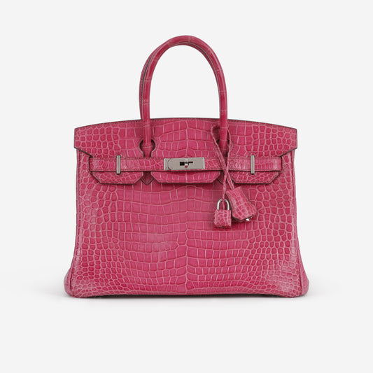 Hermès Birkin 30 - Rose Scheherazade Crocodile Porosus | Palladium Hardware