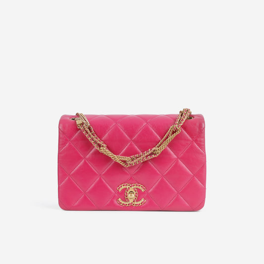 Chanel On and On Small Flap - Fuchsia Lambskin | Gold Hardware