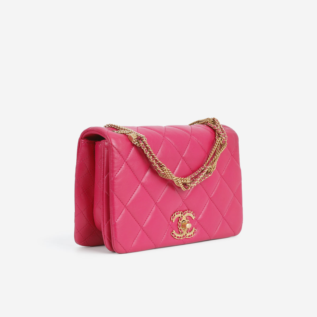 Chanel On and On Small Flap - Fuchsia Lambskin | Gold Hardware
