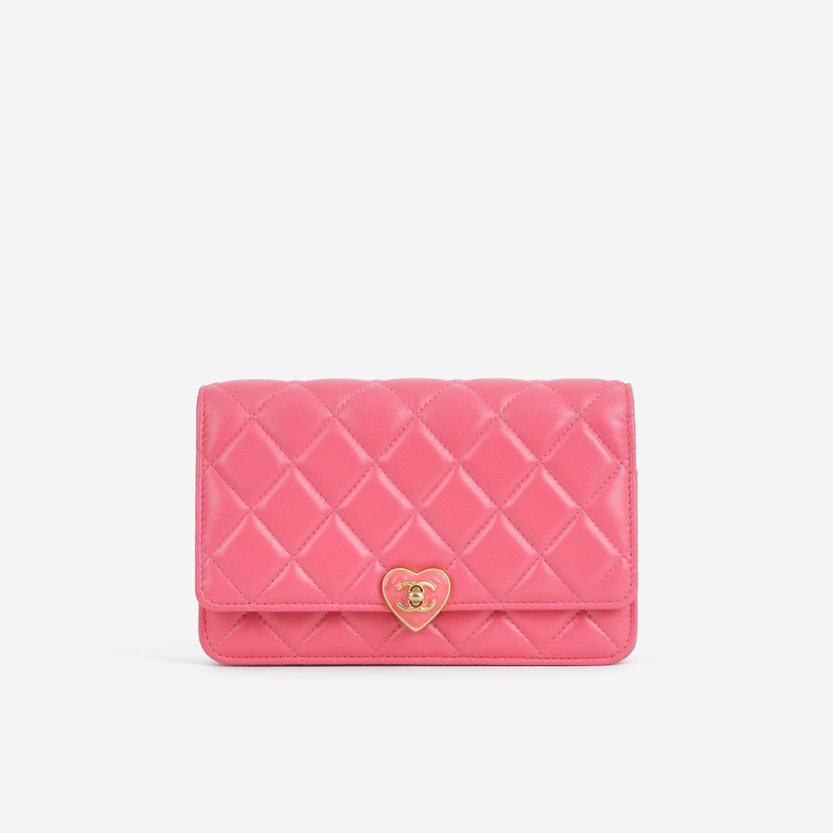 Chanel COCO Heart WOC - Bright Pink Lambskin | Aged Gold Hardware