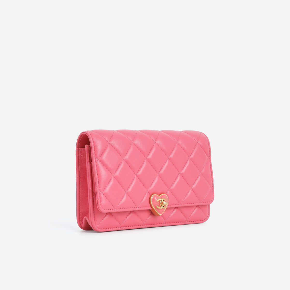 Chanel COCO Heart WOC - Bright Pink Lambskin | Aged Gold Hardware