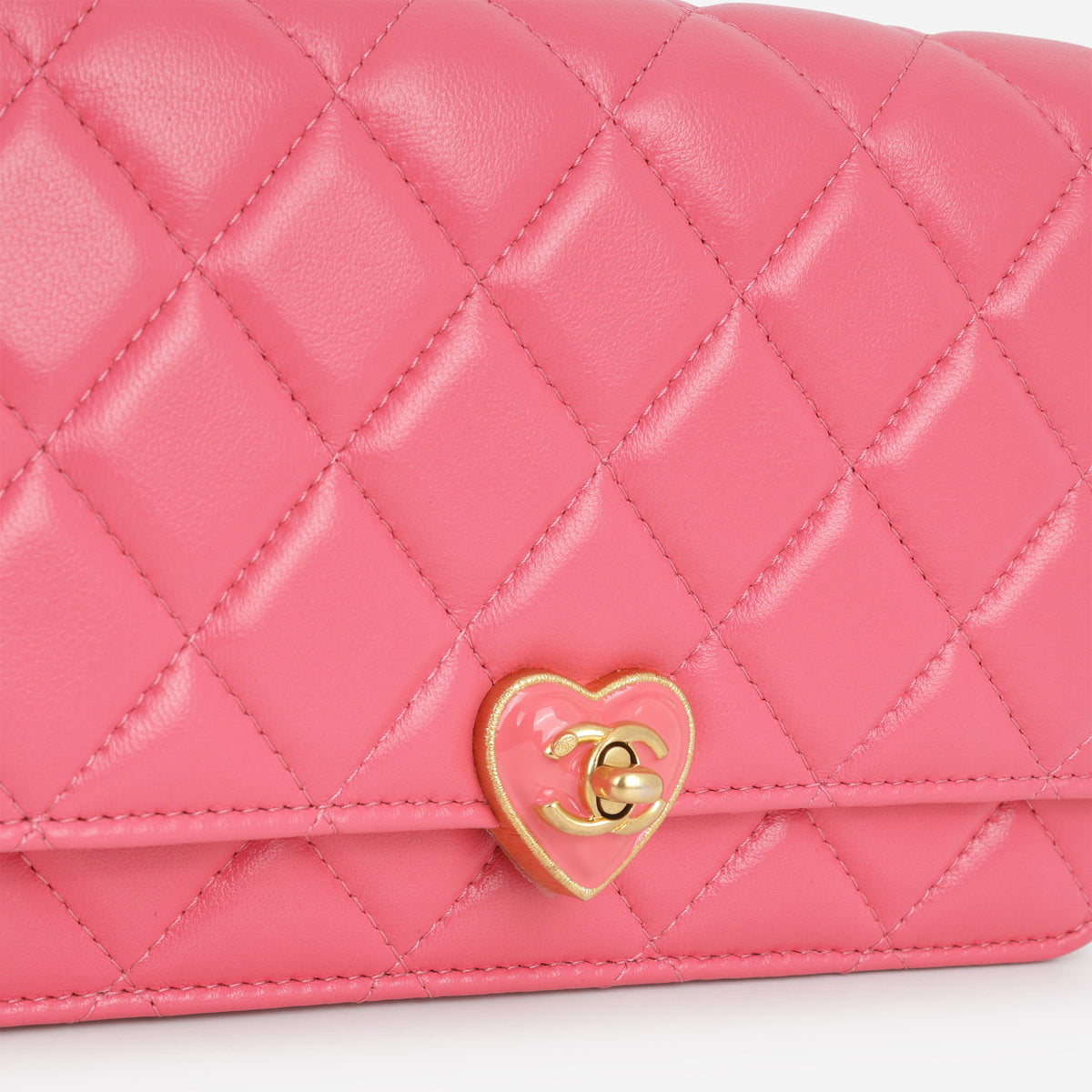 Chanel COCO Heart WOC - Bright Pink Lambskin | Aged Gold Hardware