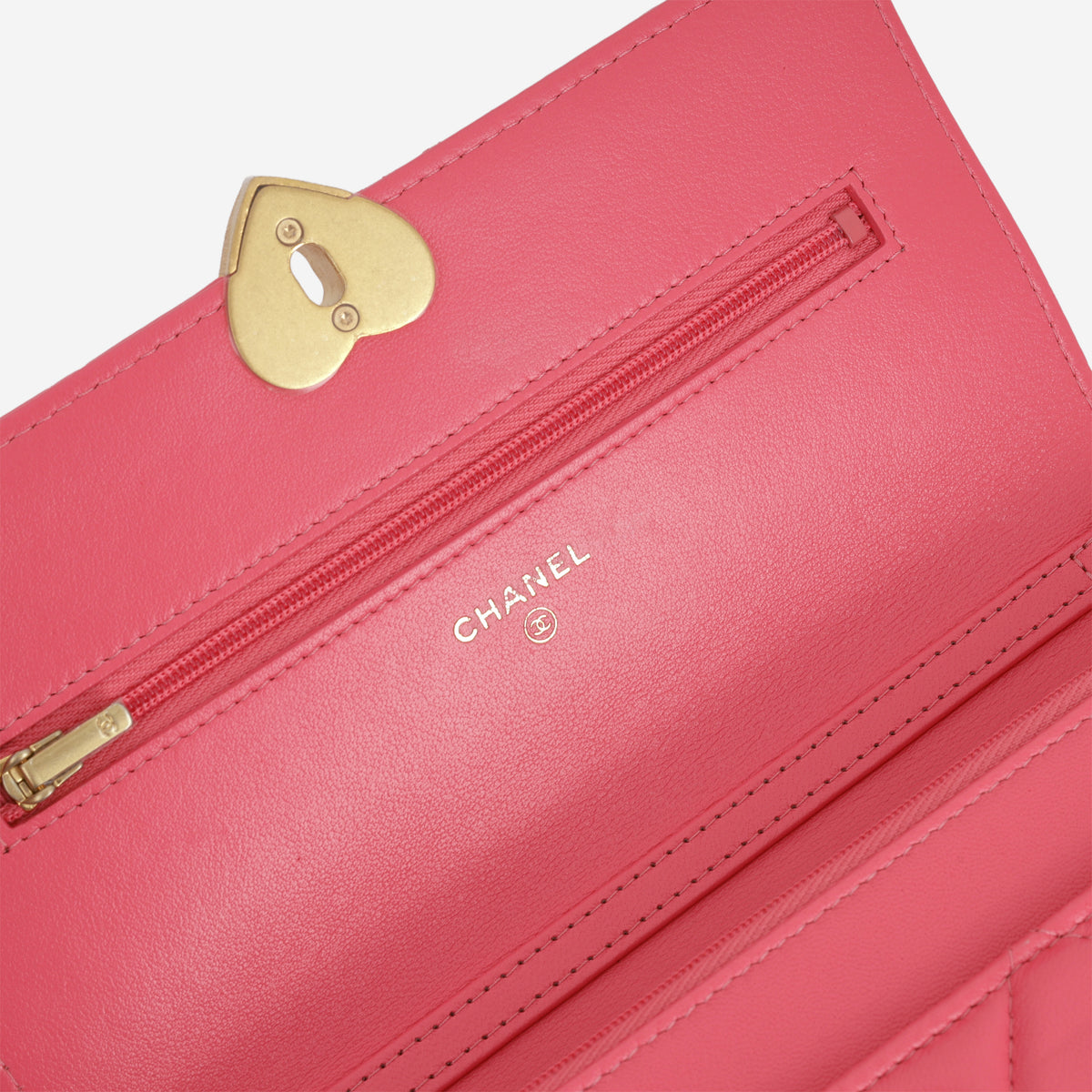 Chanel COCO Heart WOC - Bright Pink Lambskin | Aged Gold Hardware