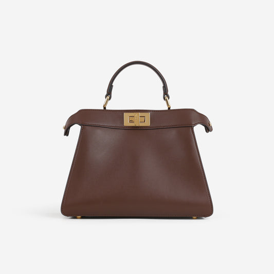 Fendi Small Peekaboo ISeeU - Brown Calfskin / Blooming Crystals | Gold Hardware