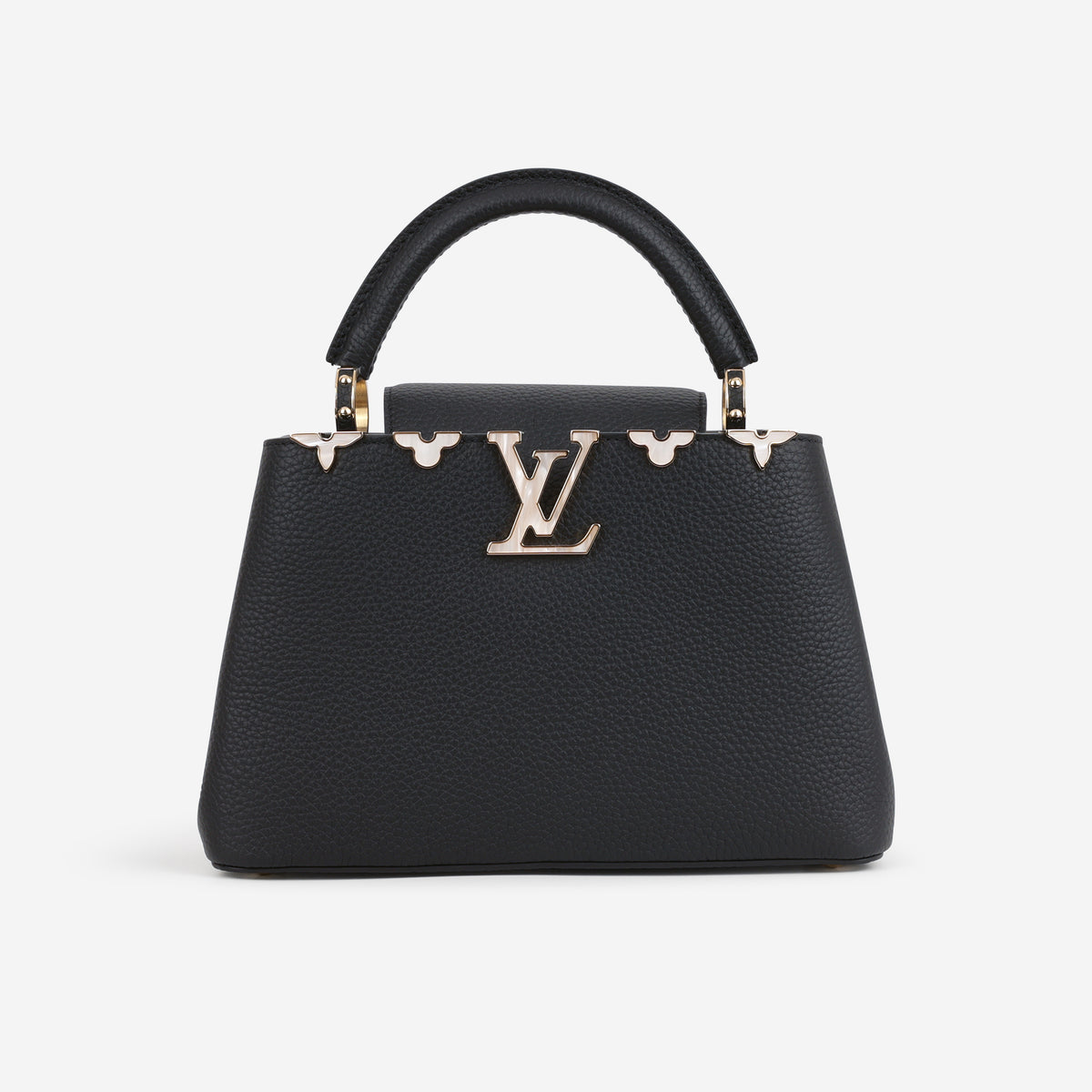 Louis Vuitton "Flower Crown" Capucines BB - Black Taurillon / Mother of Pearl  | Gold Hardware