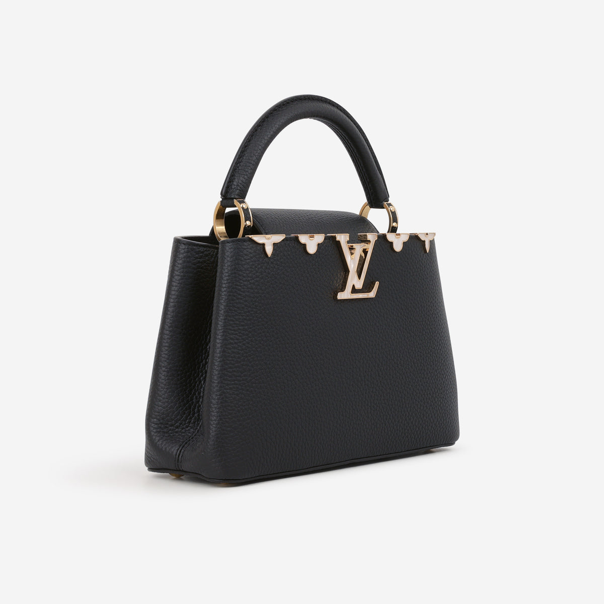 Louis Vuitton "Flower Crown" Capucines BB - Black Taurillon / Mother of Pearl  | Gold Hardware