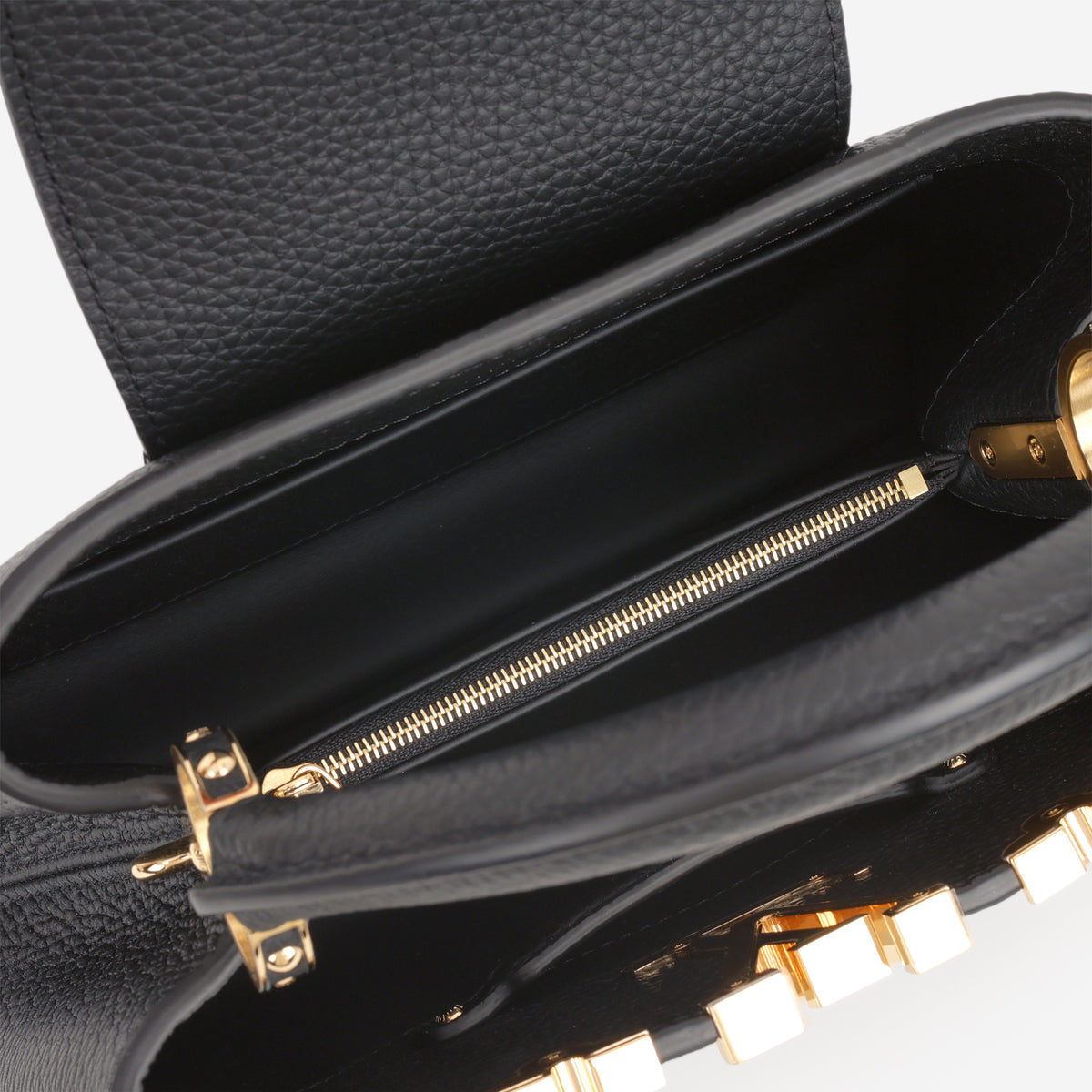 Louis Vuitton "Flower Crown" Capucines BB - Black Taurillon / Mother of Pearl  | Gold Hardware