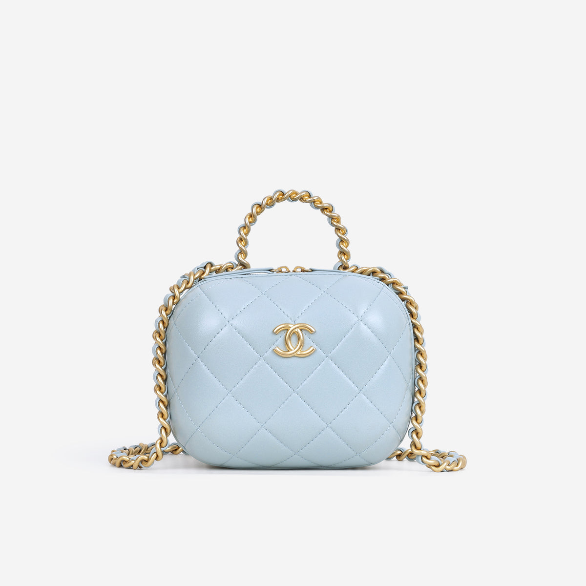Chanel Small CC Bubble Vanity Case - Blue Lambskin | Aged Gold Hardware