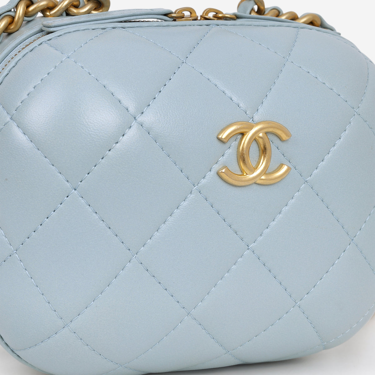 Chanel Small CC Bubble Vanity Case - Blue Lambskin | Aged Gold Hardware