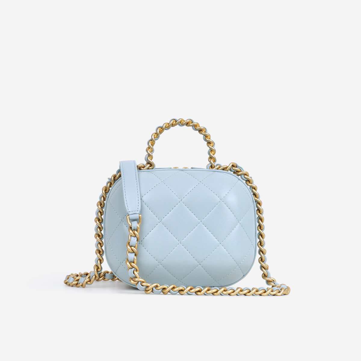 Chanel Small CC Bubble Vanity Case - Blue Lambskin | Aged Gold Hardware